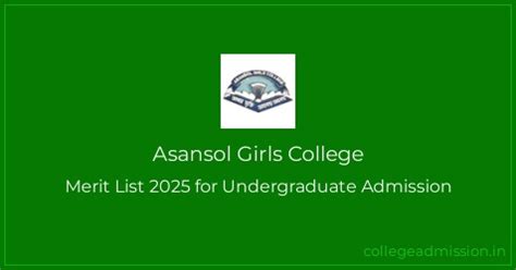 Asansol Girls College: Merit List 2025 for Undergraduate Admission ...