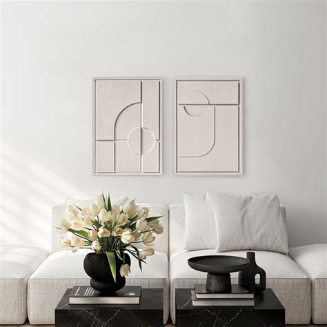 Zestaw 2 Obrazy 3D 50x70cm Geometric – Dekoracje ścienne z Tynku ...