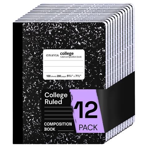 ONAVIA Composition Notebook College Ruled, 12 Pack, 200 Pages/100 ...