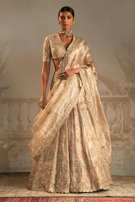 Buy Gold Net, Tissue Pearls, Sequins, Zari Swarn Embellished Bridal ...