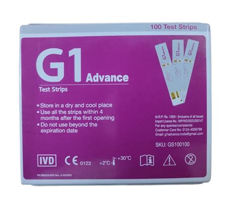G1 Advanced Glucometer Test Strips 100 Strips Pack (2x50) – MedineedsIndia