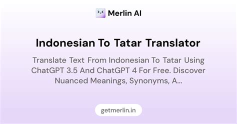 Indonesian to Tatar Translator