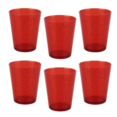 Buy Zak Designs 0078-3890-ISET Clear Glassware Plastic Tumblers, Red ...
