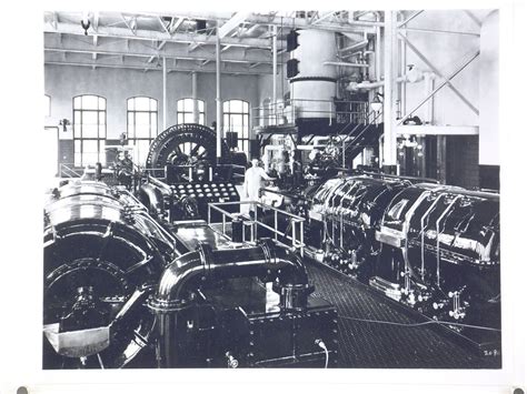 Interior view of machinery in the Power House for the Engineering Laboratory, Rouge River Plant ...