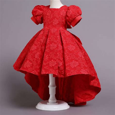 Shop Online Girls Red Floral Applique Party Dress at ₹1819