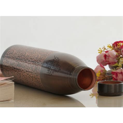 Buy Indian Art Villa Copper Antique Dark Embossed Bottle,900 ML Online ...