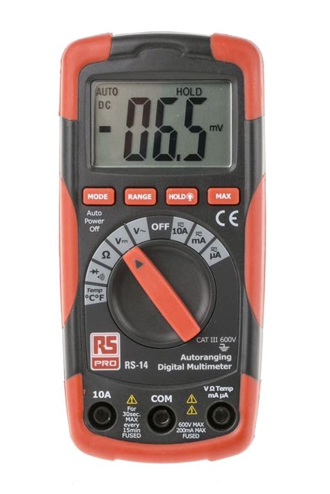 RS PRO | RS PRO RS14 Handheld Digital Multimeter, 10A ac Max, 10A dc ...