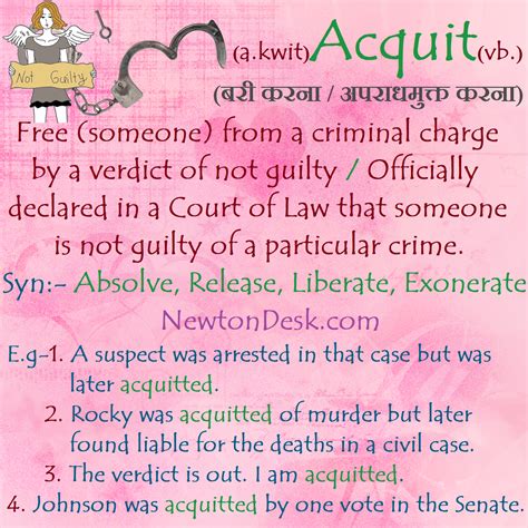 Acquit Meaning - Officially Declared Someone Is Not Guilty - Vocabulary