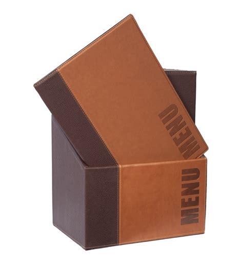 Securit Contemporary Menu Holder Set Brown A4 (Pack 20 with Stand Box)