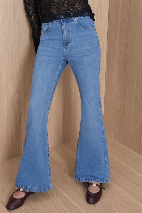 High-Rise Light Blue Flared Jeans