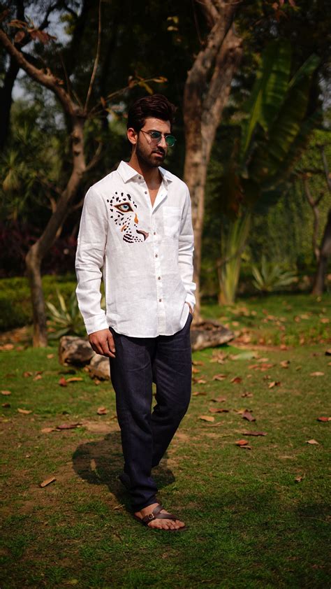 WHITE LEOPARD FRONT AND BACK EMB SHIRT – Linen Bloom store