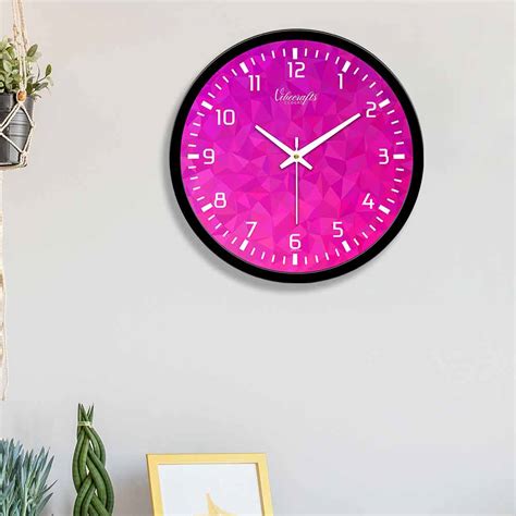 3D Polygon Pattern Pink Color Premium Wall Clock – Homcraft