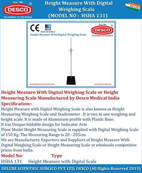 Height Measure with Digital Weighing Scale - Manufacturers & Exporters ...