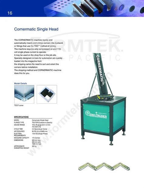 Air Ducting System - TDF Duct Auto Corner fixing machine Authorized ...