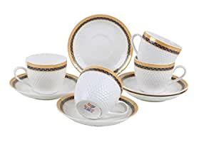 Buy Bp Bharat Bone China Dream Mug and Saucer Set, 170Ml, 12-Pieces ...