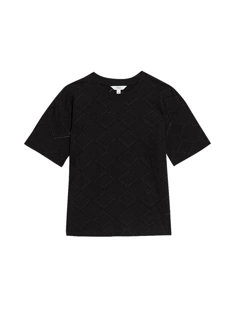 Buy Cotton Rich Broderie T-Shirt at Marks & Spencer
