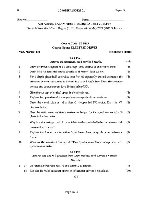 EET413-D - Notes - 1000EET Page 1 of 3 Course Code: EET Course Name ...