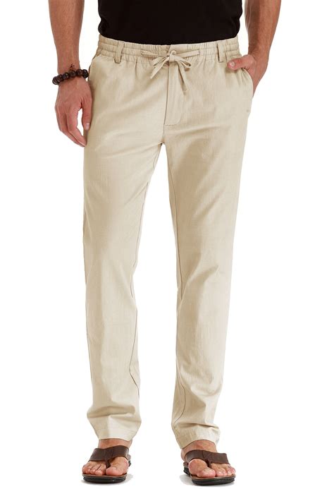 Mens khaki linen pants online