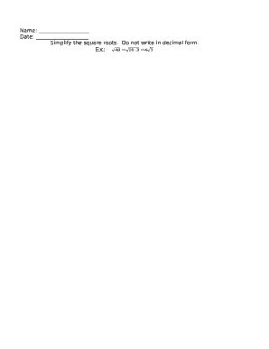 Simplify the square roots Doc Template | pdfFiller