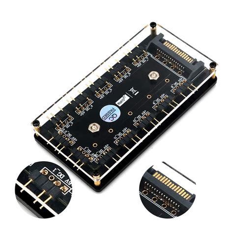 Timack 12 Way 5V 3 Pin ARGB HUB RGB LED Splitter Hub with PMMA Case and ...