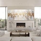 Large hand painted Abstract Gold Texture Oil Painting on Canvas hand ...