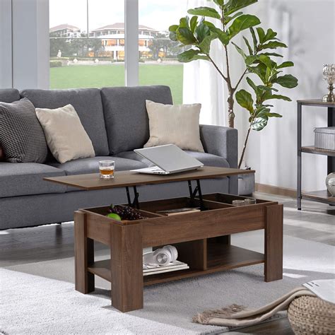 Homy Casa Lift Top Coffee Table, 37 Inch with Large Hidden Storage ...