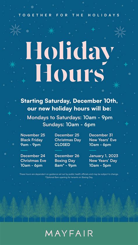 Holiday Hours | Mayfair Shopping Centre