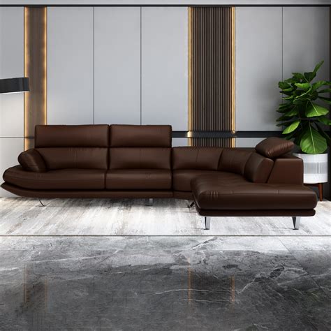 Buy Orlando Cocoa Brown 4 Seater L shape Leatherette Sofa Durian