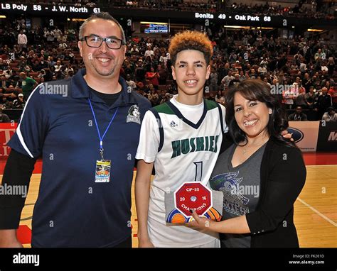 Anaheim, CA. 5th Mar, 2016. Chino Hills guard LaMelo Ball #1 poses with ...