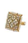 Buy Gold Plated Pearls, Diamonds Square Jadau Stone Ring by Riana ...