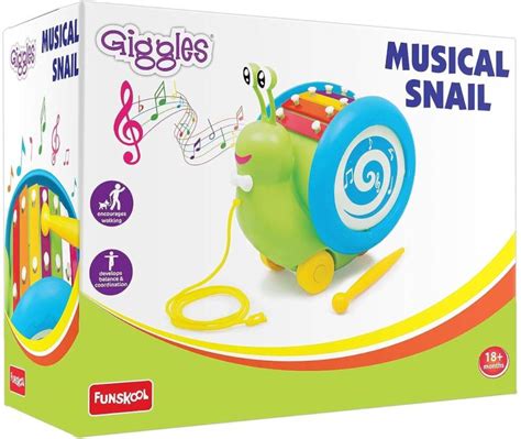 FUNSKOOL 3 In 1 Pull Along Musical Snail, Xylophone, Drum - 3 In 1 Pull ...