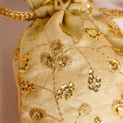 Kimaya Zari Floral Embroidered Shagun Potli Bag Set Of 2 Online ...