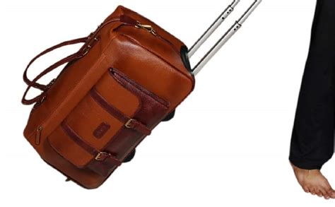 RICHSIGN Leather Accessories 23 Inch Cabin Size Tan Leather Travel ...