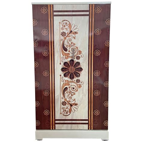 Akshaya Digital Steel Cupboard - White Marble Flower with Rosewood Border