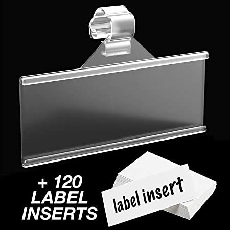 Label Holder 120 Count | Easy Clip Plastic Wire Shelf Labels | Strong ...