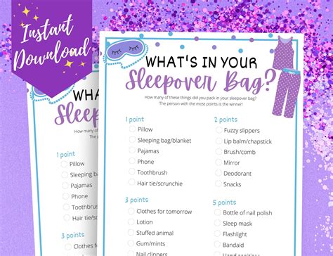 What s in your sleepover bag game fun slumber party game for tweens ...