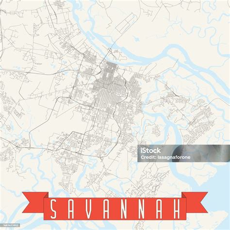 Savannah Georgia Usa Vector Map Stock Illustration - Download Image Now ...