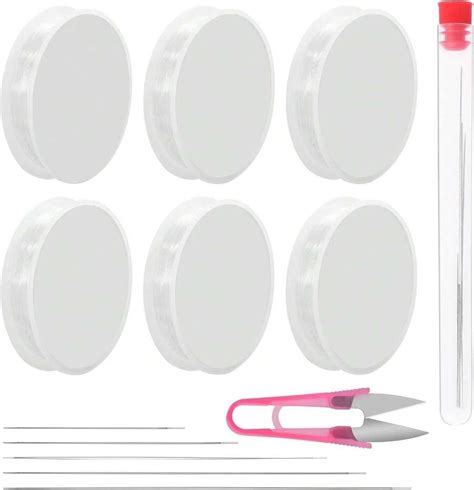 Tantsic 6 Rolls Elastic String, 0.4mm 0.5mm 0.6mm 0.7mm 0.8mm 1mm Clear ...