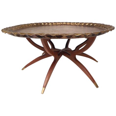 Mid-Century Modern Folding Cocktail Table with Brass Tabletop For Sale ...