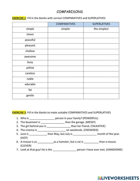 Image result for Comparison Test Worksheets