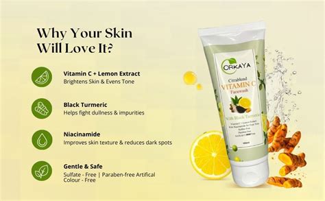 Orkaya Citrablend Vitamin C Facewash with Black Turmeric, Lemon Extract ...