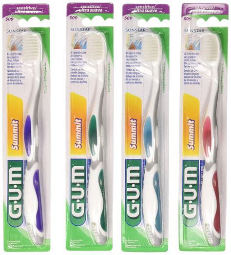 Sunstar 509P GUM Summit+ Toothbrush, Compact Head, Sensitive Bristle ...