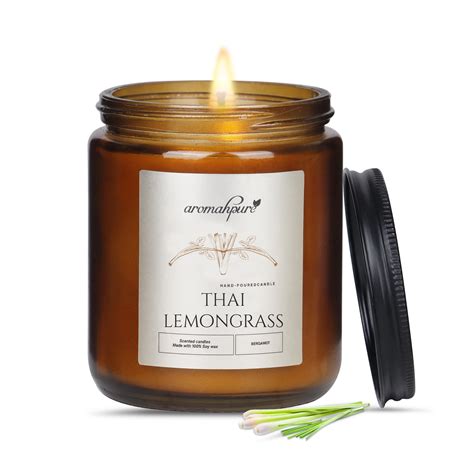 Buy Soy Wax Black Screw Glass Jar Candles (Thai lemongrass) – Aromahpure