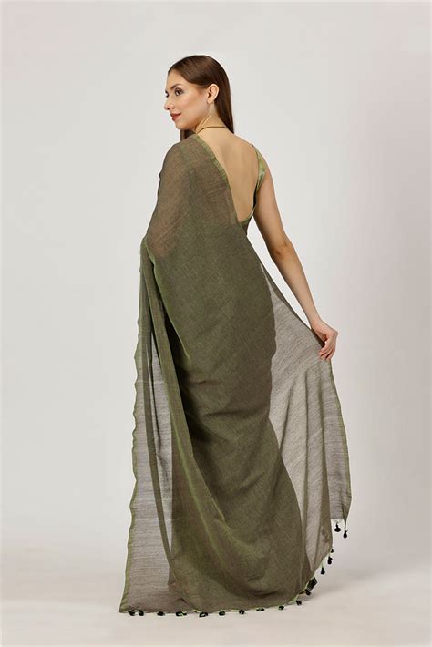 Pine Green – Earthy Cotton Saree