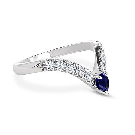 Wedding Ring Contoured Diamonds and Sapphire Pear | Moissanite ...