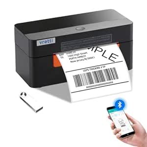 vretti Shipping Label Printer 4x6 - Bluetooth Thermal Label Printer ...