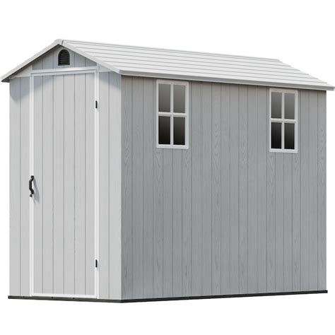 Patiowell 4-ft x 8-ft FIt-it White Gable Roof Plastic Resin Storage ...
