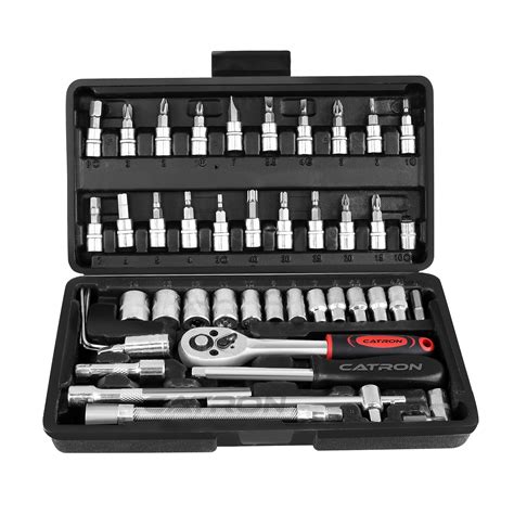 Catron Black 46 in 1 Pcs Tool Kit for Home Use Spanner Set Socket Set ...