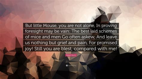Robert Burns Quote: “But little Mouse, you are not alone, In proving ...