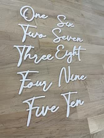 Cursive Wedding Table Number SET, DIY thin modern Black or White ...